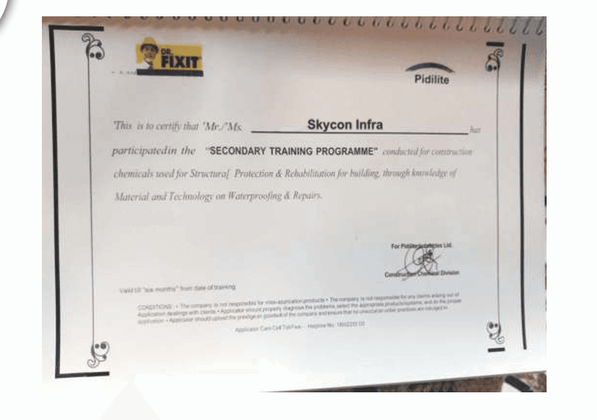 Dr. Fixit / Pidilite certificate